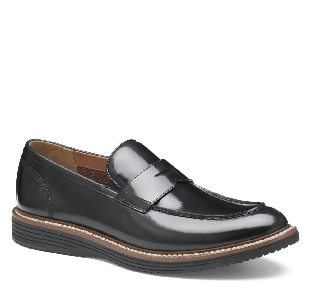 JOHNSTON & MURPHY UPTON PENNY - SHOES FOR MEN - BLACK FULL GRAIN 11.5 M (D)